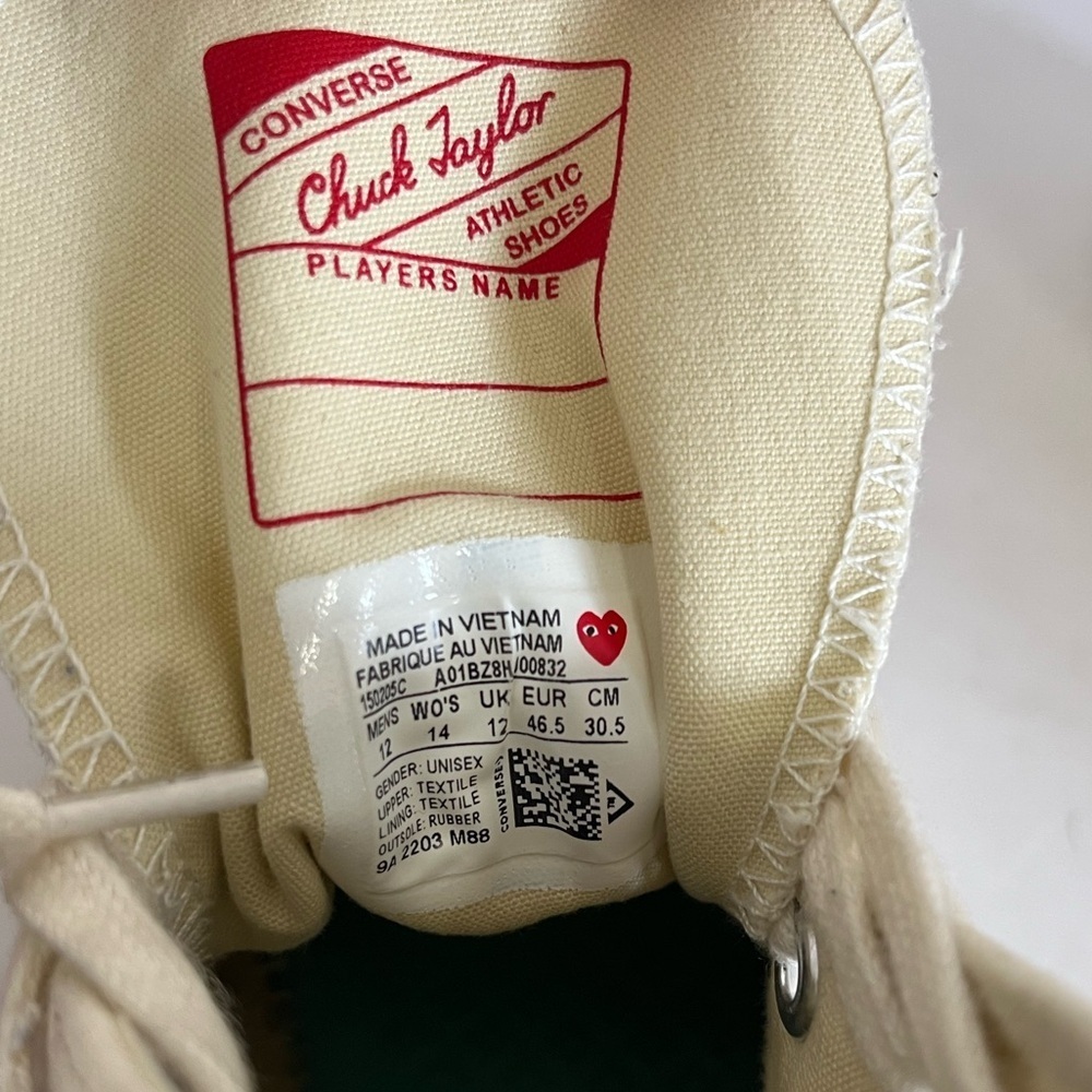 Converse Comme des Garcons Chuck Taylor Sneakers Men 12 Women 14 - Picture 7 of 10
